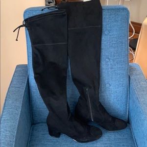 Black suede over the knee boots